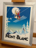 Mont Blanc Le Ski Alpine Poster. Aluminium Framed Glazed & Mounted. Size H45 x W35cm. - 2