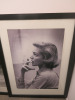 'Oversized' Lauren Bacall Monochrome Print Smoking, Mounted, Framed & Glazed. 150cm x 114cm.