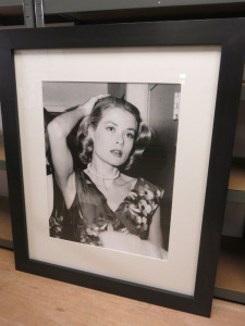 'Oversized' Grace Kelly, Monochrome Picture, Mounted, Framed & Glazed. 87cm x 103cm.