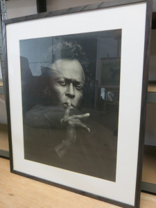 'Oversized' Miles Davis, Monochrome Picture, Mounted, Framed & Glazed, 73cm x 86cm.