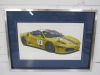Framed & Glazed Print of a Ferrari in Racing Trim, NM Cunningham. Mounted, Framed & Glazed. Size 73cm x 53cm.