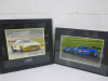2 x Mounted, Framed & Glazed Prints of a Mercedes in Racing Trim. Size 55 x 51& 56 x 41cm.