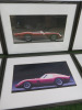 Set of 7 Mounted, Framed & Glazed Prints of Super Cars to Include: Mercedes, Bentley, Ferrari, Bugatti & Jaguar. Size 53 x 73cm. NOTE: 5 require reglazing. - 3
