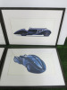 Set of 7 Mounted, Framed & Glazed Prints of Super Cars to Include: Mercedes, Bentley, Ferrari, Bugatti & Jaguar. Size 53 x 73cm. NOTE: 5 require reglazing. - 4
