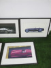 Set of 5 Mounted, Framed & Glazed Prints of Super Cars to Include: Ferrari, McLaren, Porsche & Bugatti. Size 53 x 73cm. NOTE: 1 requires reglazing & 1 requires backing. - 4