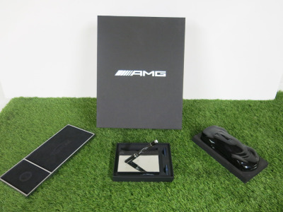 Mercedes AMG Project One Office Desk Gift Set to Include: Medium Point Fountain Pen with 3 Ink Cartridges & Polished Stand, Polished Tray & Black Plastic Vehicle Mould. Comes in Presentation Case.