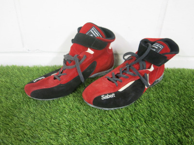 Sabelt Racing Shoes in Red & Black Suede, Size 46.