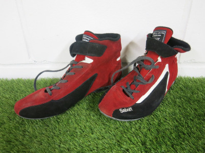 Sabelt Racing Shoes in Red & Black Suede, Size 45.