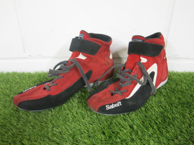Sabelt Racing Shoes in Red & Black Suede, Size 43.