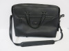 Tumi Black Leather Laptop Carry Case. Monogram OM. - 2