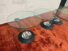 Set of Naos Gemelli Glass & Chrome Coffee Tables to Include: Single Side Table & Matching Adjustable Fold-Out 2 section Coffee Table. NOTE: damage to glass as pictured. - 4