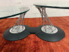 Set of Naos Gemelli Glass & Chrome Coffee Tables to Include: Single Side Table & Matching Adjustable Fold-Out 2 section Coffee Table. NOTE: damage to glass as pictured. - 9