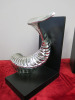 Pair of Chrome Effect Ram Horn Book Ends, Size H25cm. - 2