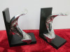 Pair of Chrome Effect Ram Horn Book Ends, Size H25cm. - 3
