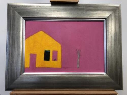Andrew Squire (1954-) 'House & Bird', Oil on Board, Signed, Framed. Size 15 x 10in