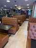 6 x Brown Faux Leather Free Standing Banquet Seats to Include: 1 x Double Button Backed & 5 x Single Button Backed. Size 112 x 130 x 60cm. - 8