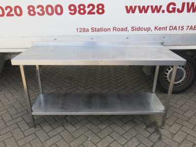 Stainless Steel Prep Table with Shelf Under & Part Splash Back, Size H85 x W170 x D60cm.