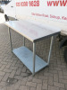 Stainless Steel Prep Table with Shelf Under & Part Splash Back, Size H89 x W122 x D61cm. - 2