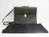 Montblanc Leather Briefcase with Silver Hardware & Khaki Leather. Comes with Mont Blanc Dust Bag. NOTE: code to lock is 17.