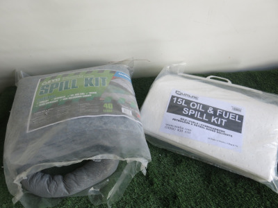 2 x Assorted Spill Kits to Include: 1 x Murlac 15L Oil & Fuel Spill Kit & 1 x Evo Recycled Spill Kit.