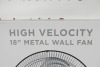 High Velocity 18" Metal Wall Fan. - 2