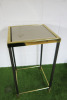 Square Side Table with Black Legs, Gold Hardware & Cream Fabric Top. - 2