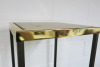 Square Side Table with Black Legs, Gold Hardware & Cream Fabric Top. - 3