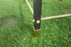 Square Side Table with Black Legs, Gold Hardware & Cream Fabric Top. - 5