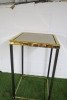 Square Side Table with Black Legs, Gold Hardware & Cream Fabric Top. - 2