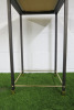 Square Side Table with Black Legs, Gold Hardware & Cream Fabric Top. - 3