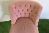 Pair of Pink Velvet Button Back Chairs with Black Legs. - 4