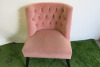 Pair of Pink Velvet Button Back Chairs with Black Legs. - 5