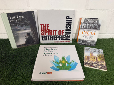 5 x Assorted Books to Include: Life of Tea / Spirit of Entrepreneurship / Making of India / Timeless Indian Ayurveda / Tales of Old Singapore.