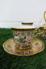 Lot of The East India Company Royal Bone China Banjarong 18ct Gold Hand Painted Crockery to Include: 1 Medium Coffee Pot, 4 x Coffee Cups with Saucers, 1 x Milk Jug & 1 x Sugar Bowl. - 4