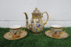 Lot of The East India Company Royal Bone China Banjarong 18ct Gold Hand Painted Crockery to Include: 1 x Small Coffee Pot & 2 x Cups with Saucers.