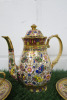 Lot of The East India Company Royal Bone China Banjarong 18ct Gold Hand Painted Crockery to Include: 1 x Small Coffee Pot & 2 x Cups with Saucers. - 2