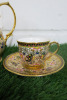 Lot of The East India Company Royal Bone China Banjarong 18ct Gold Hand Painted Crockery to Include: 1 x Small Coffee Pot & 2 x Cups with Saucers. - 3