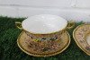 Lot of The East India Company Royal Bone China Banjarong 18ct Gold Hand Painted Crockery to Include: 1 x Sauce Boat with Saucer & 1 x Dish with Saucer. - 3