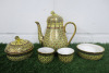 Lot of The East India Company Royal Bone China Benjarong 18ct Gold Hand Painted Crockery to Include: 1 x Coffee Pot, 2 x Coffee Cups, 2 x Sugar Pots (1 x Lid).