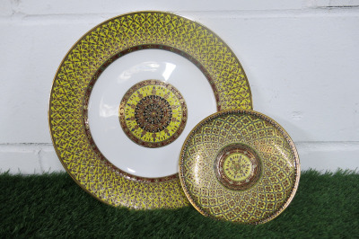 Lot of The East India Company Royal Bone China Benjarong 18ct Gold Hand Painted Crockery to Include: 1 x Large Decorative Plate & 1 x Small Decorative Plate.