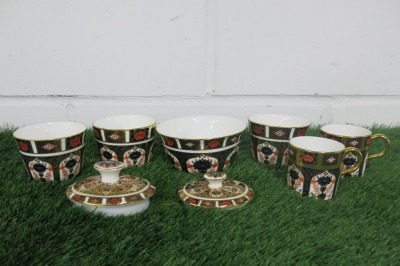 Lot of Royal Bone China Hand Painted Crockery to Include: 1 x Small Bowl, 3 x Tea Cups, 2 x Coffee Cups & 2 x Lids.