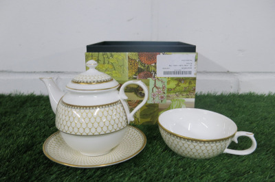 Halcon Days Hand Painted China Set to Include: 1 x Tea Pot, 1 x Tea Cup & 1 x Saucers, in Original Box.