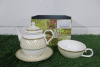 Halcon Days Hand Painted China Set to Include: 1 x Tea Pot, 1 x Tea Cup & 1 x Saucers, in Original Box.