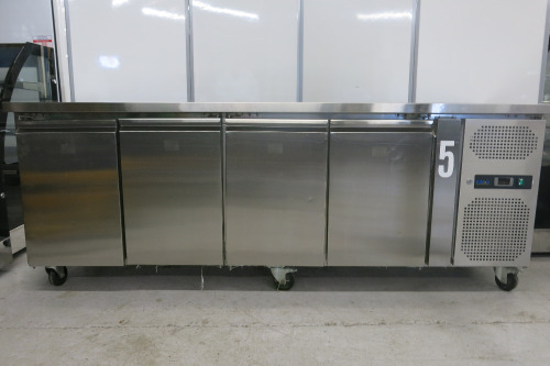 Adexa Commercial Refridgerated 4 Door Counter, Model THP4100TN. Size H85 x W224 x D70cm.