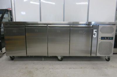 Adexa Commercial Refridgerated 4 Door Counter, Model THP4100TN. Size H85 x W224 x D70cm.