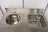 Xenex Stainless Steel Double Sink Counter with 1 x Door & 1 x Open Storage. Size H96 x W95 x D60cm. - 3