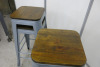 4 x Bar Stools with Grey Metal Legs & Stained Wooden Seat. Size H77cm. - 3