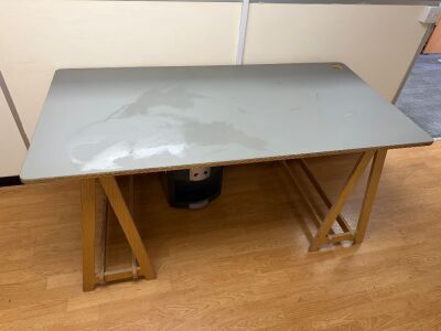 Grey Top Wooden A Frame Table. Size H76 x W160 x D80cm.