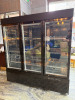 3 Door Mobile Drinks Display Chiller in Black with Polished Mirror Inside. Size H197 x W186 x D74cm. NOTE: comes with 16 x Shelves.