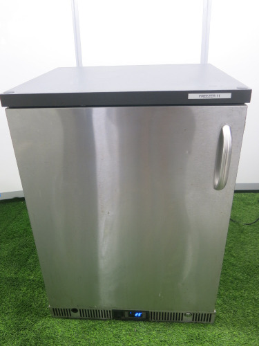 Gamko Stainless Steel Single Door Undercounter Freezer, Model GF/100LSCS with 2 Shelves. Size H83 x W60 x D50cm.